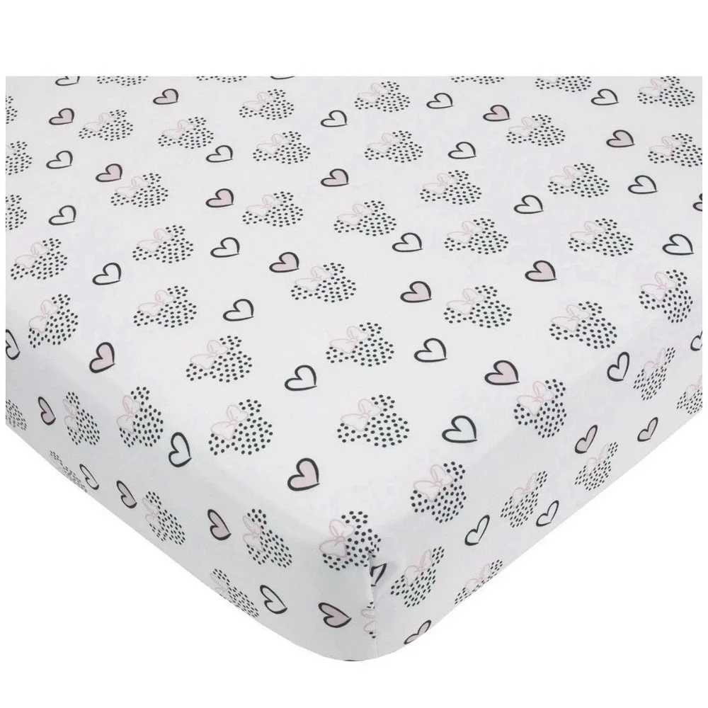 Disney Baby Minnie Mouse Hearts 3 Piece Crib Bedding Comforter Set Pink New C1